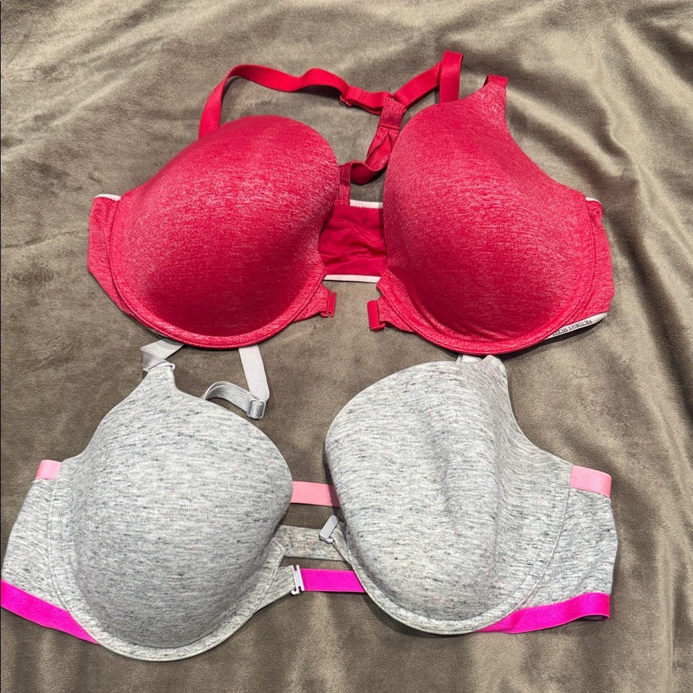 Red and Gray Padded Bras Set